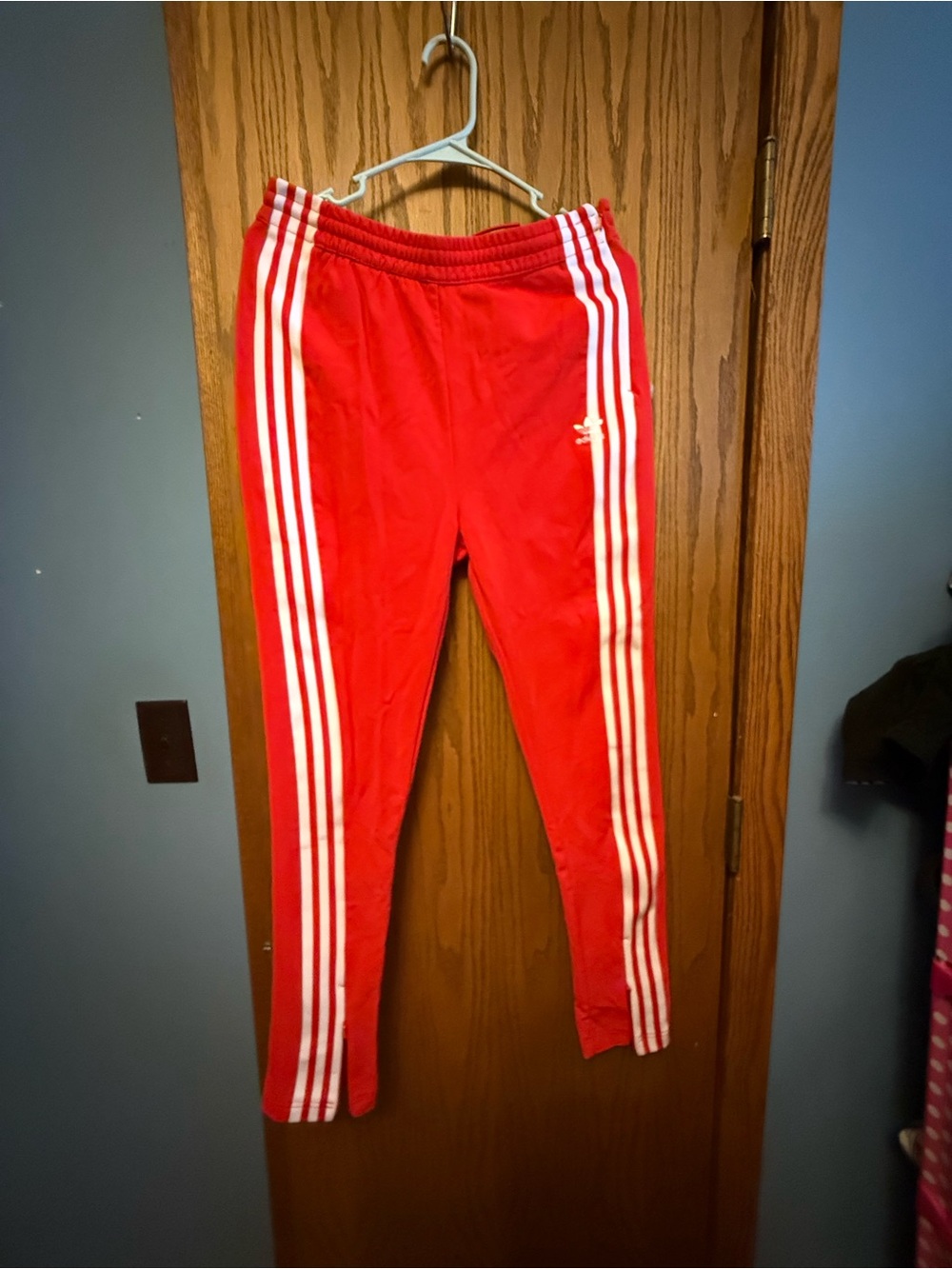 Adidas Red Pants with White Stripes - Picture 2 of 9